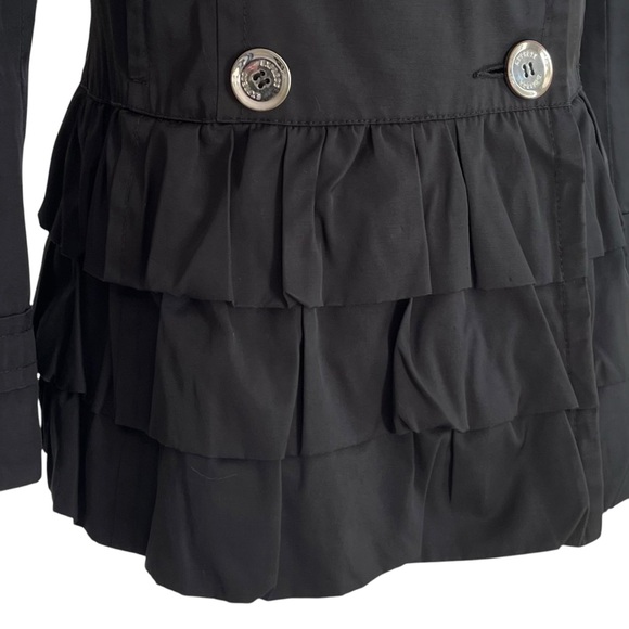 Express Ruffle Trench Coat Rain Jacket Double Breasted - Picture 6 of 13